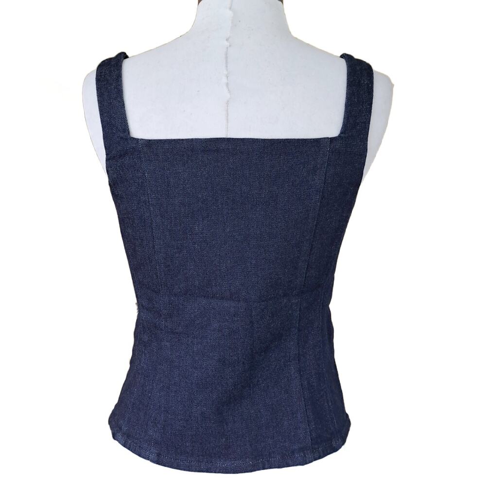 SPANX Dark Indigo Denim Square Neck Tank Top - Picture 4 of 10